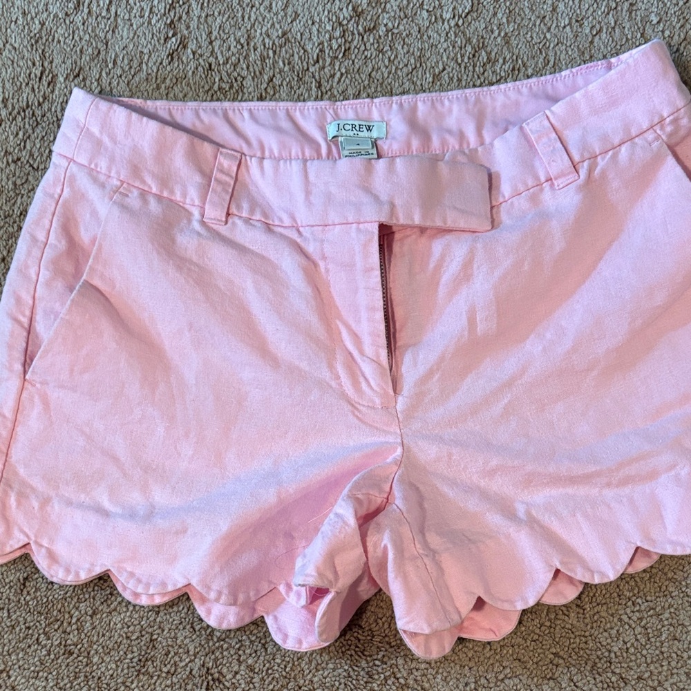 J. Crew Light Pink Scalloped Hem Cotton Shorts